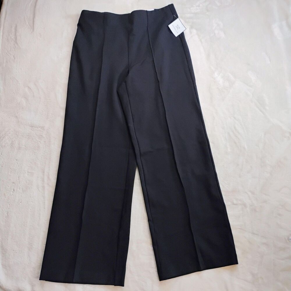 Rafaella Dress Pants Womens 12 Black Wide-Leg Ponte Pull-On Comfort Stretch